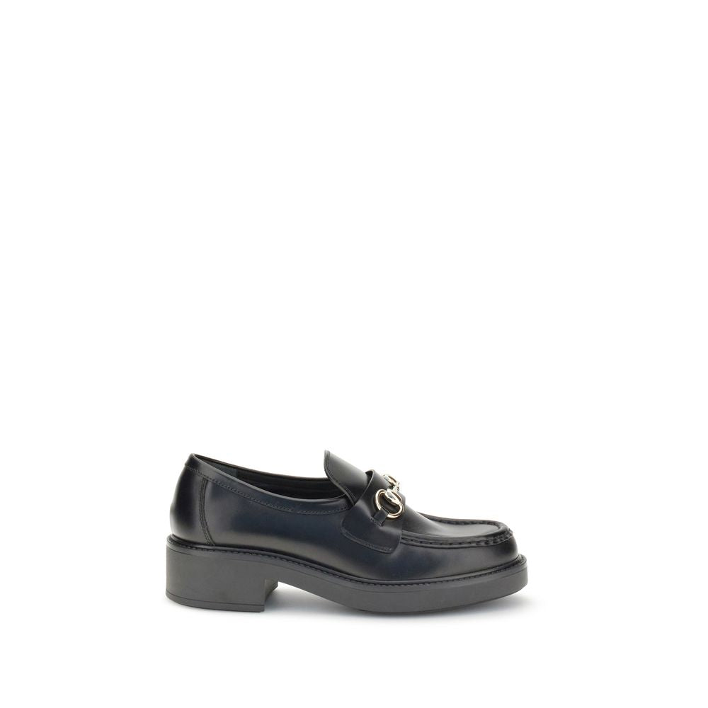 Schwarze Slip-On Loafer aus Leder mit Horsebit-Detail