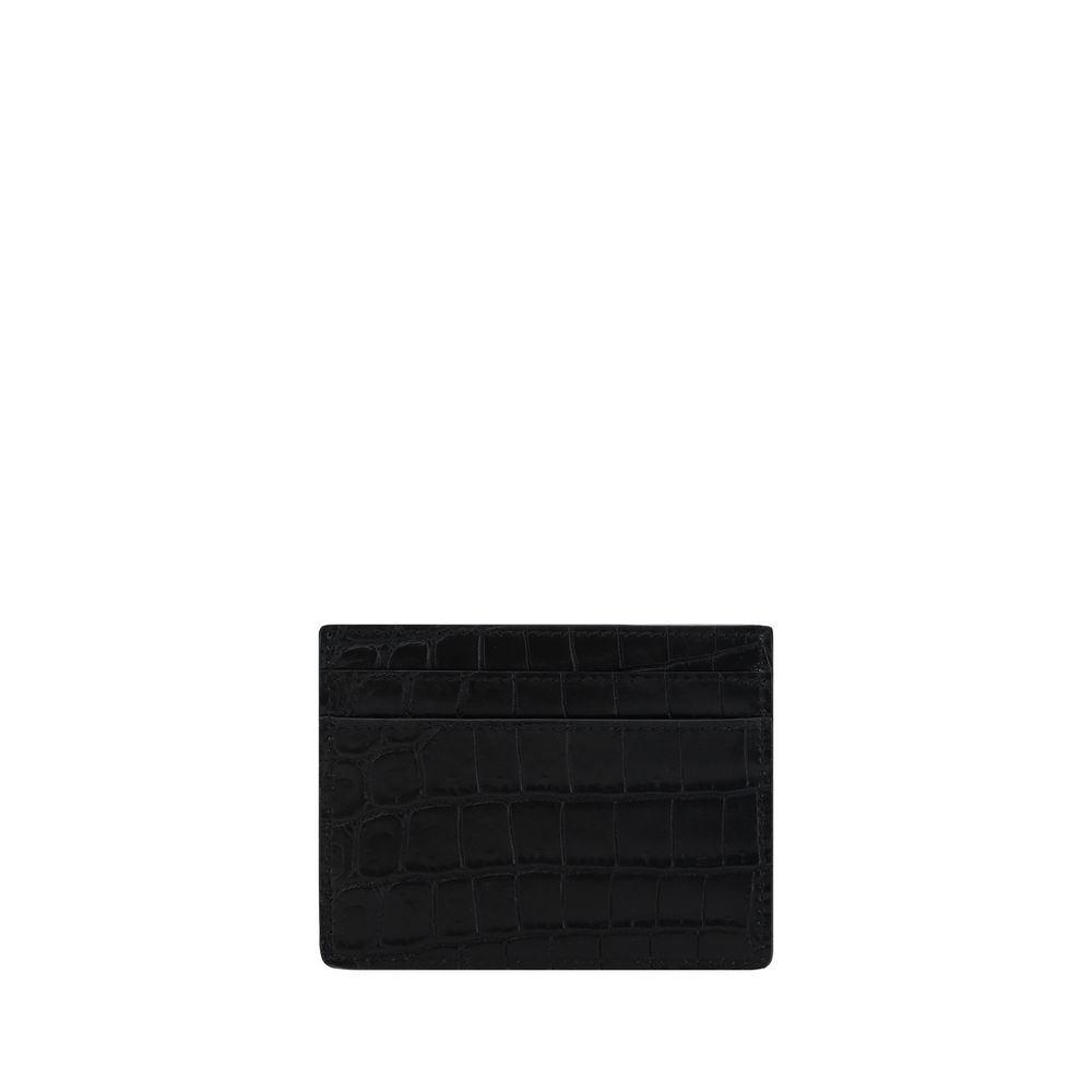 Schwarze Ledergeldbörse mit Saint Laurent Monogramm