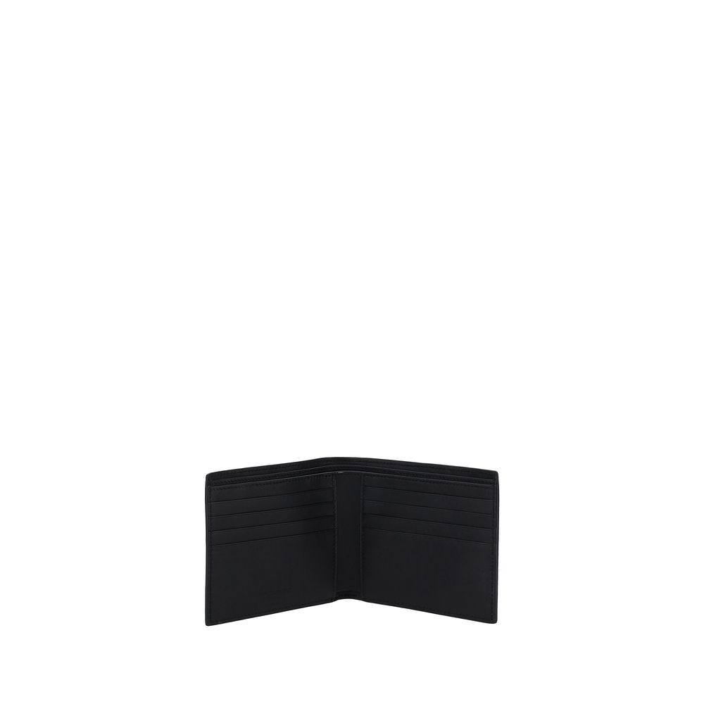 Black Leather Bifold Wallet with Monogram Plaque