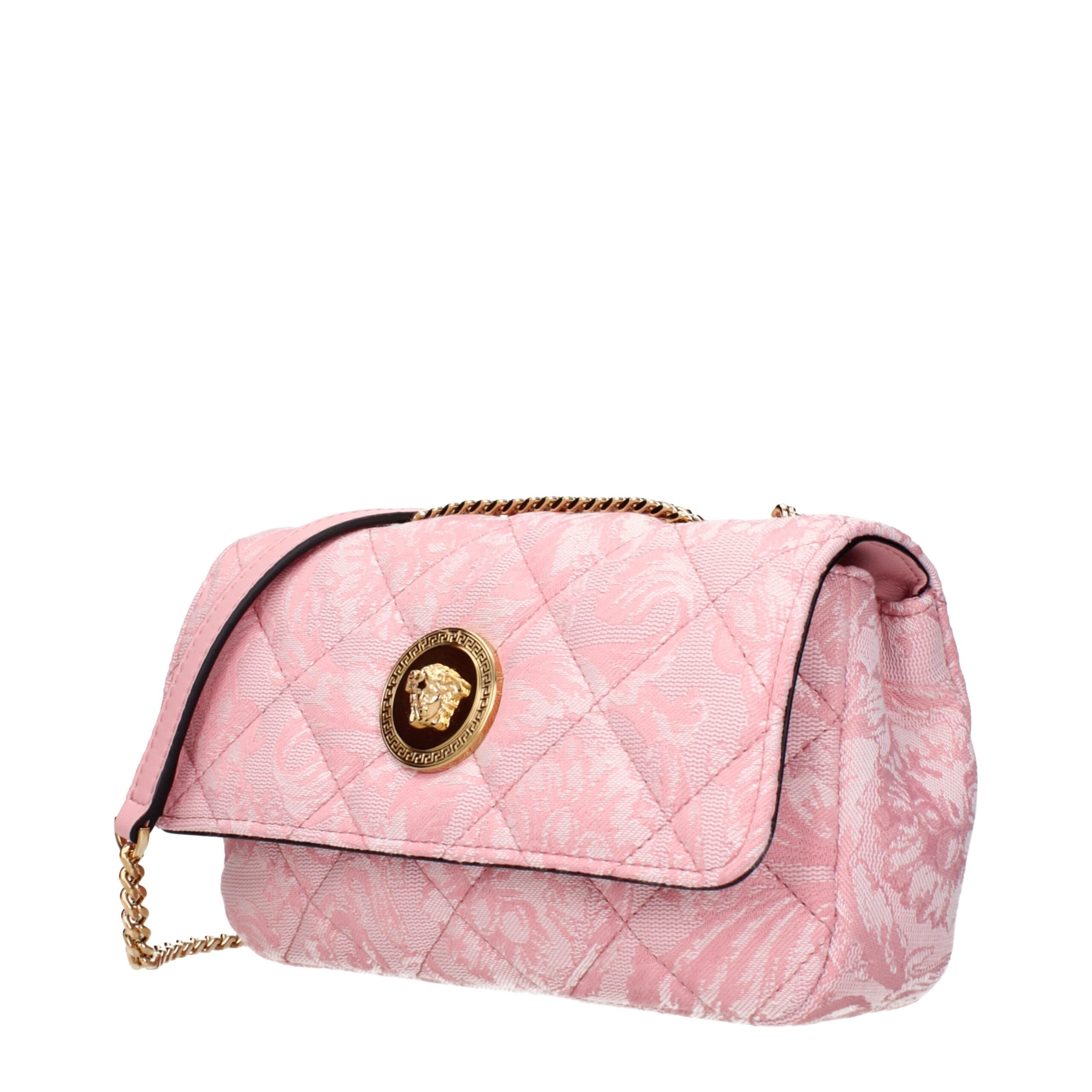 Pink Synthetic Shoulder Bag with Front Detail by Versace