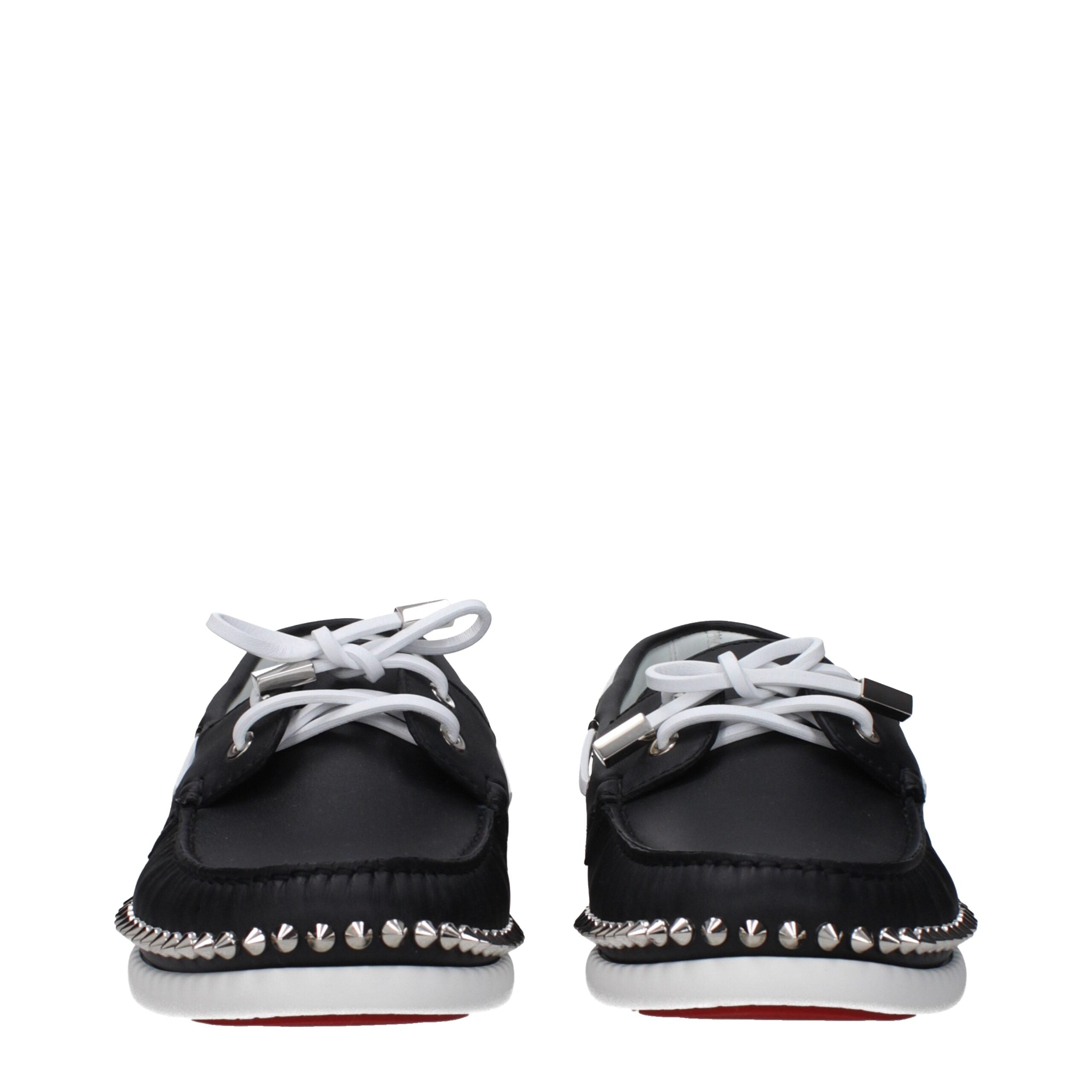 Black Leather Loafers with Studs Slip-On