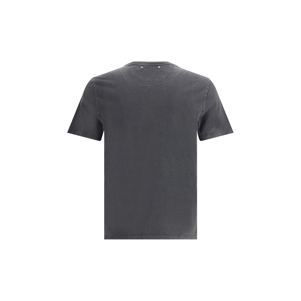 Gray Cotton T-Shirt with Embroidered Patch by Golden Goose