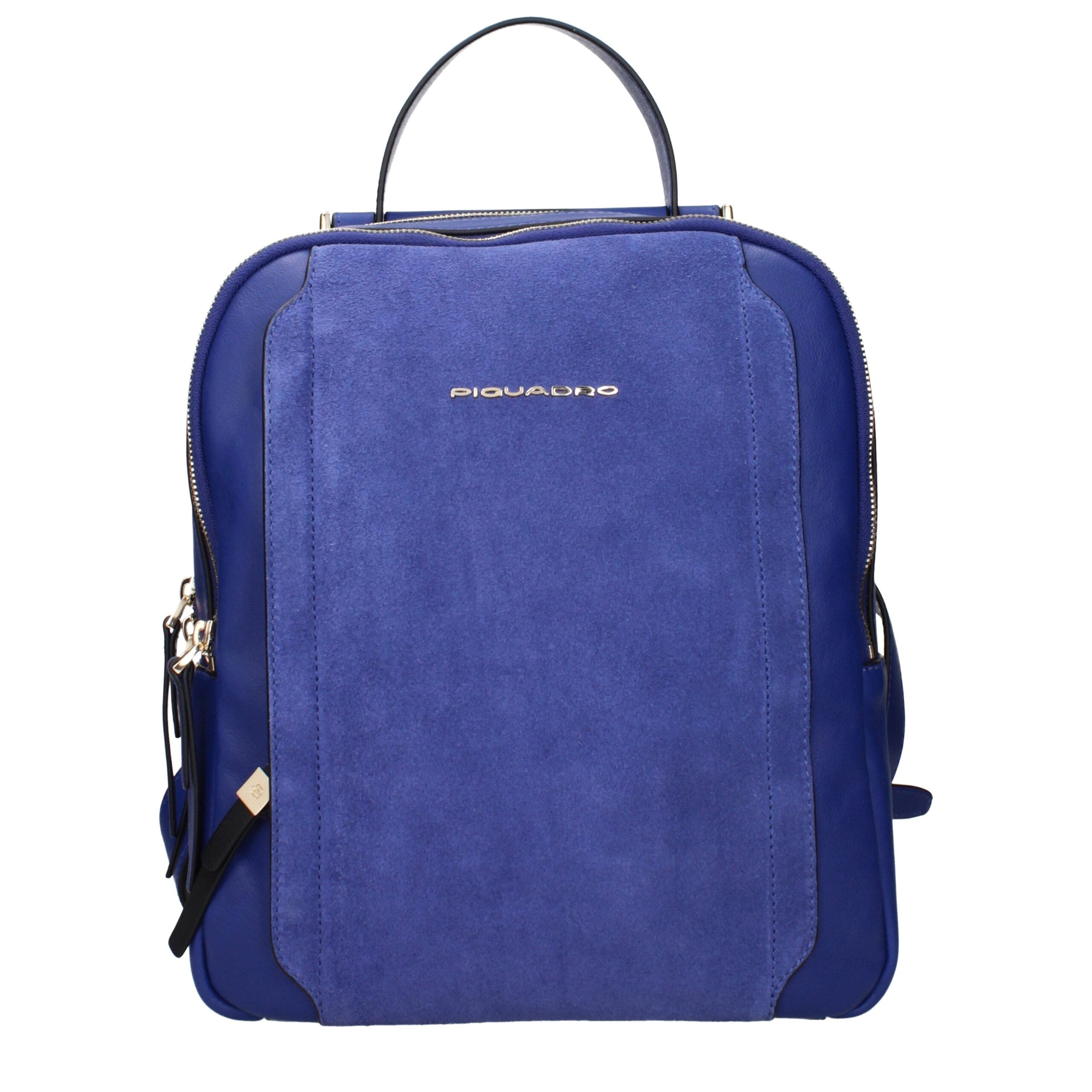 Blauer Lederrucksack mit Vintage-Effekt von Piquadro