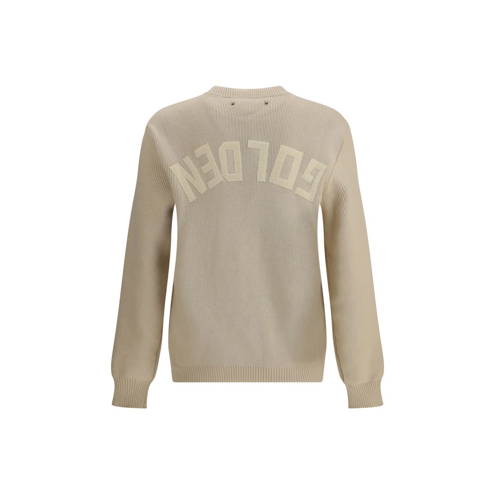 Beige Cotton Sweatshirt with Logo Detail