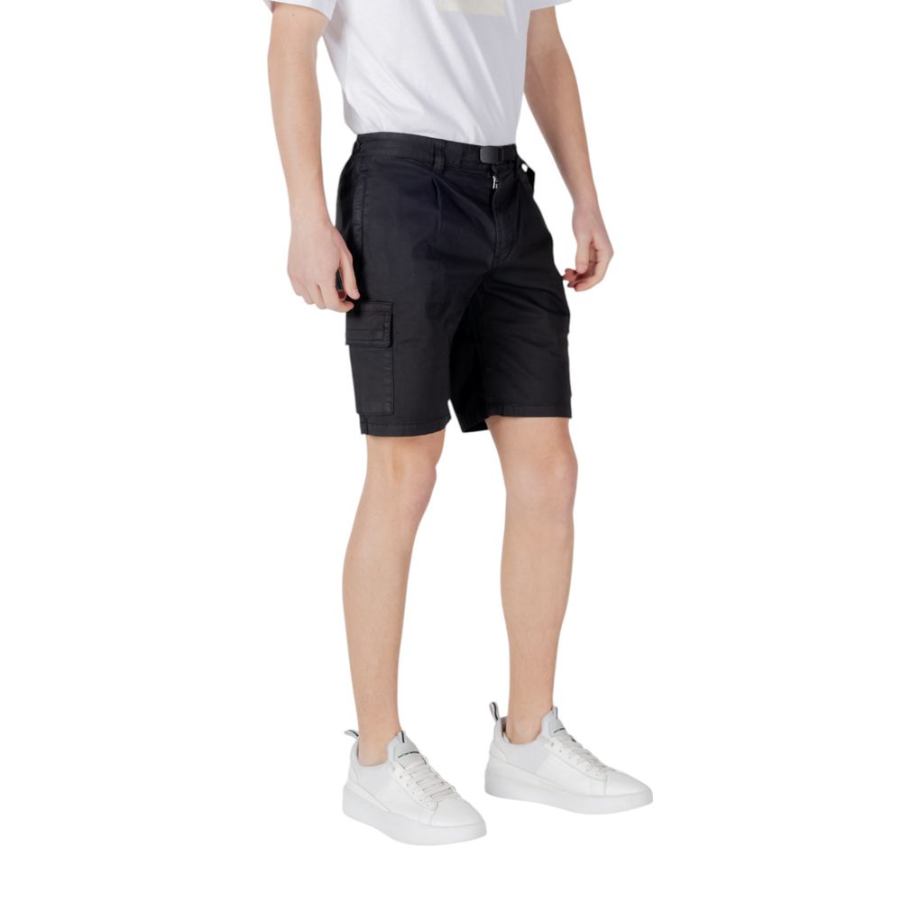 Black Cotton Bermuda Shorts with Side Pockets