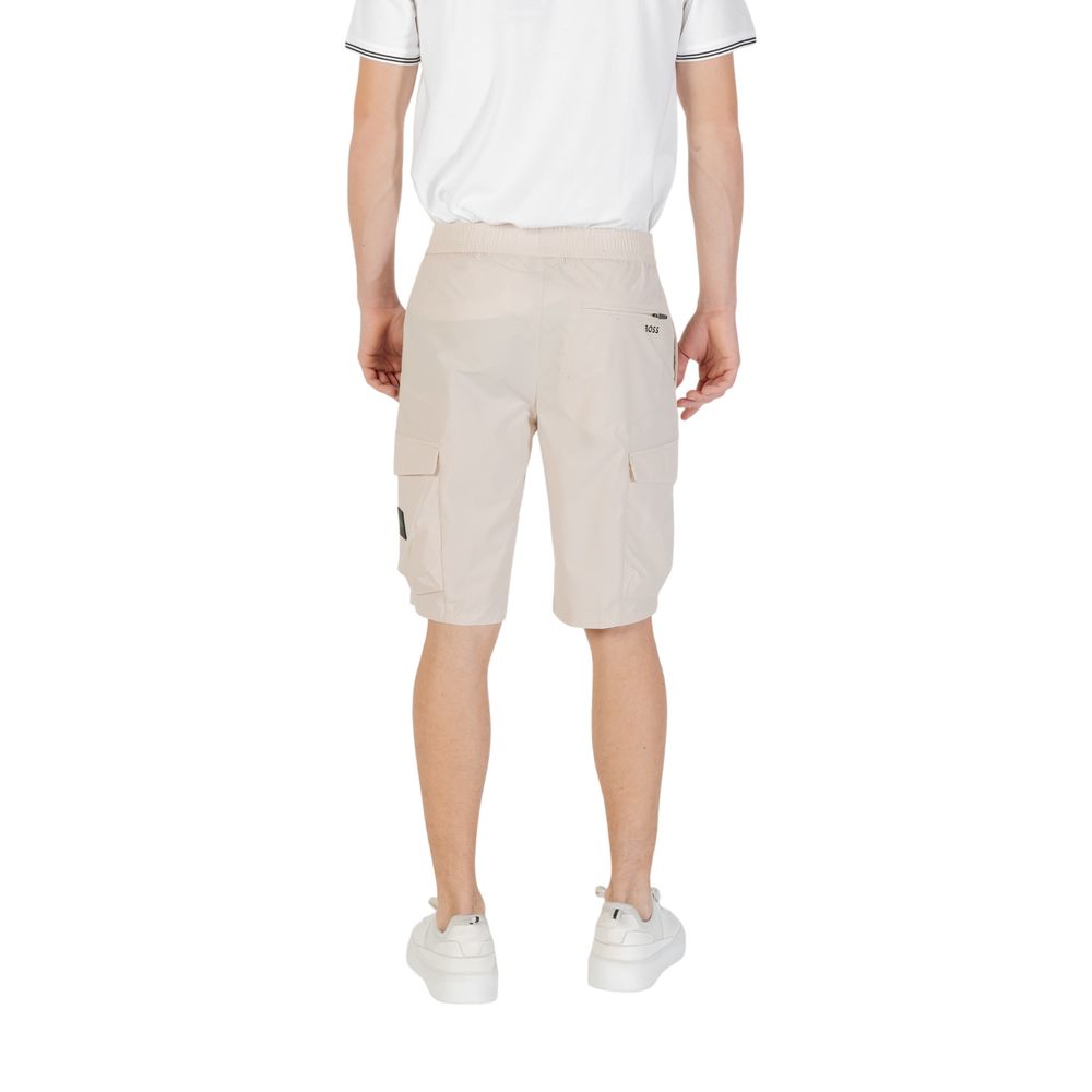 Beige Synthetik-Bermuda-Shorts mit Taschen