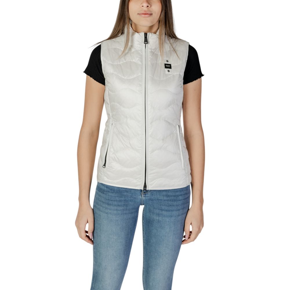 Weiße, ärmellose Steppjacke aus Synthetikmaterial