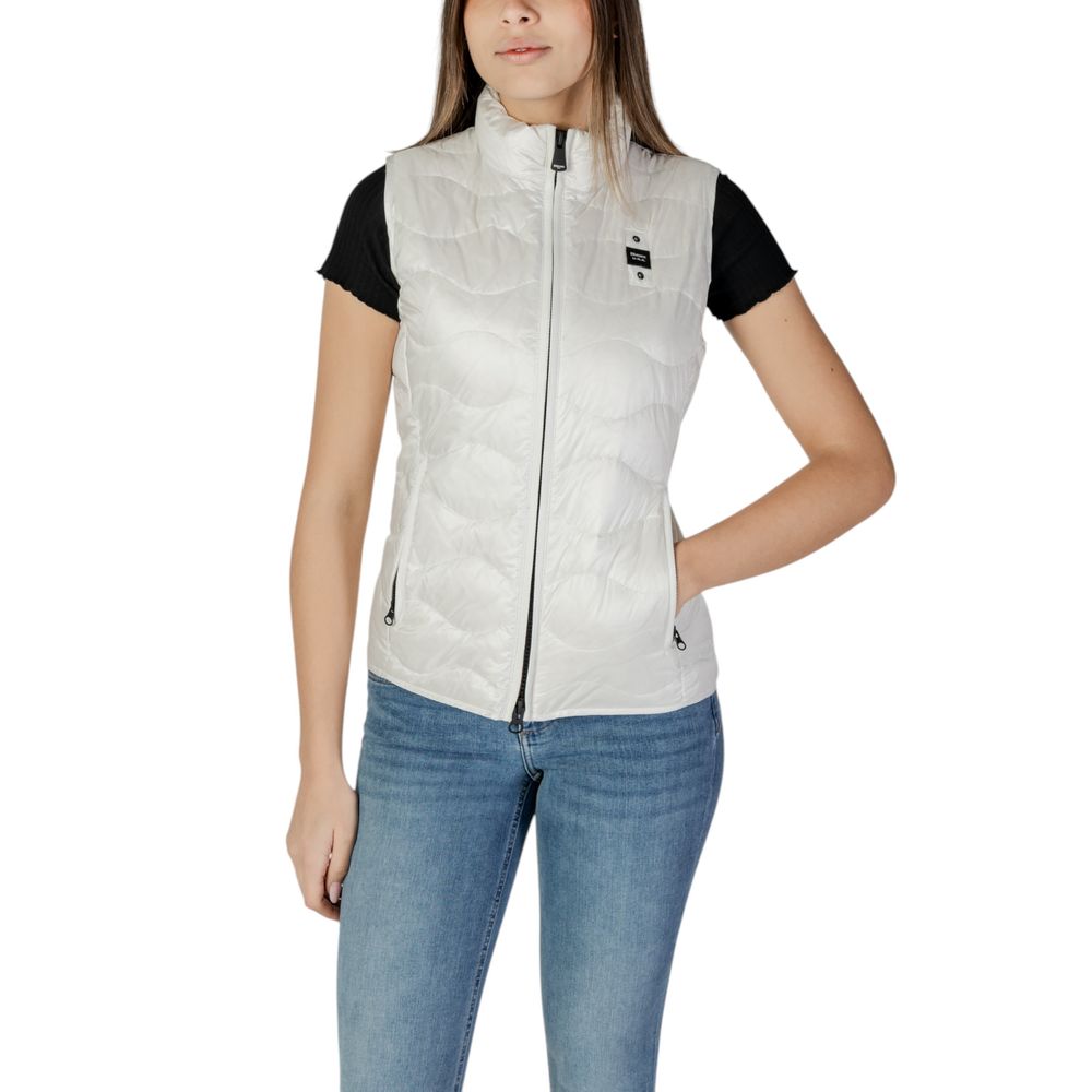 White Synthetic Sleeveless Quilted Jacket