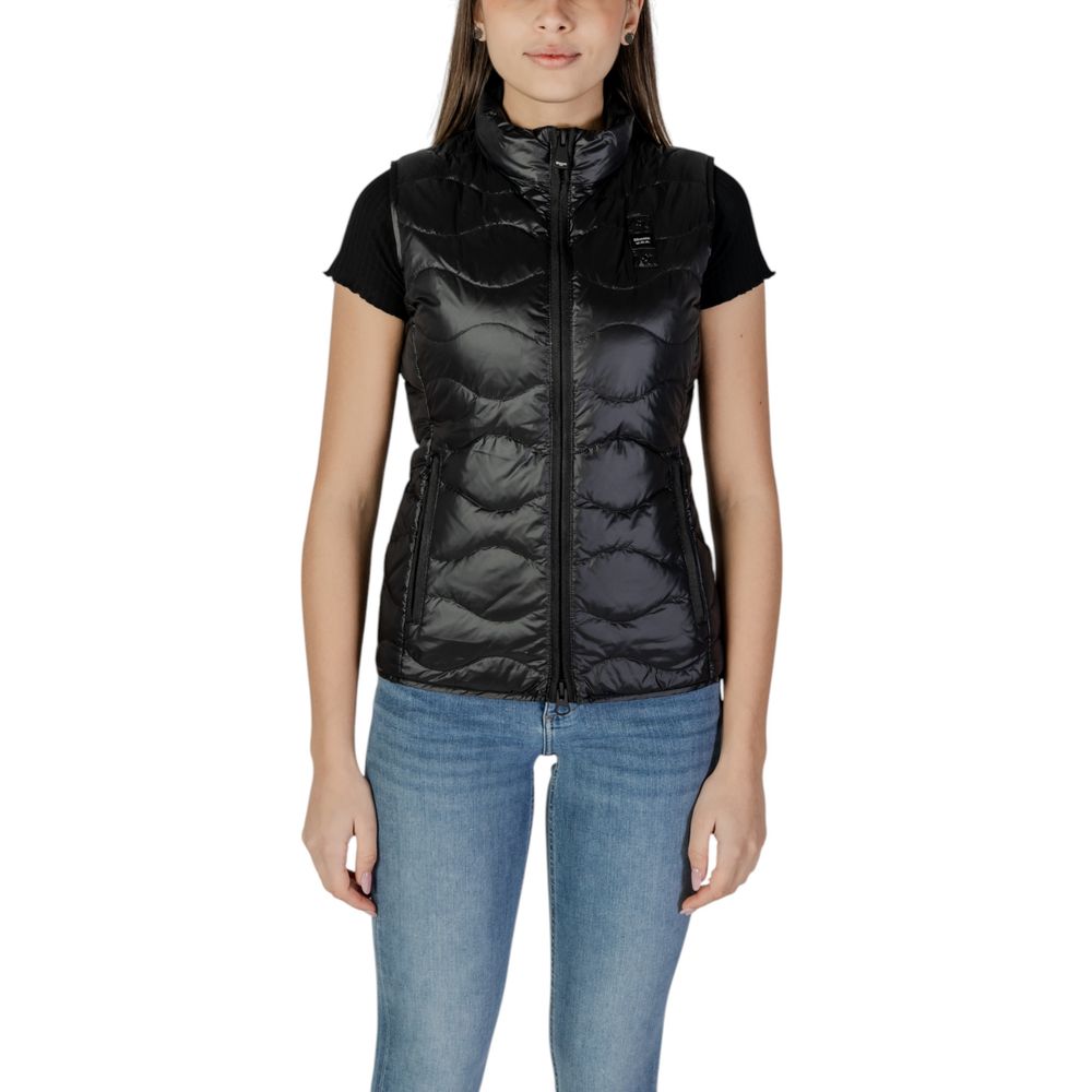 Schwarze ärmellose Steppjacke aus Synthetik