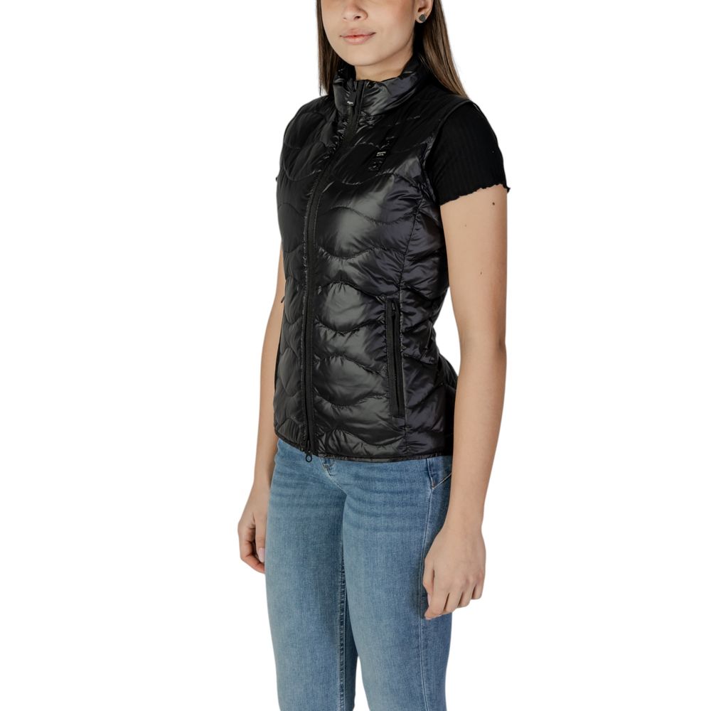 Schwarze ärmellose Steppjacke aus Synthetik
