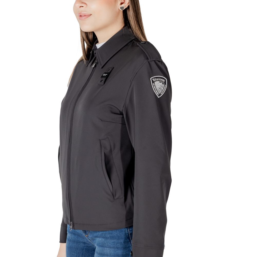 Black Synthetic Biker Jacket Blauer Signature