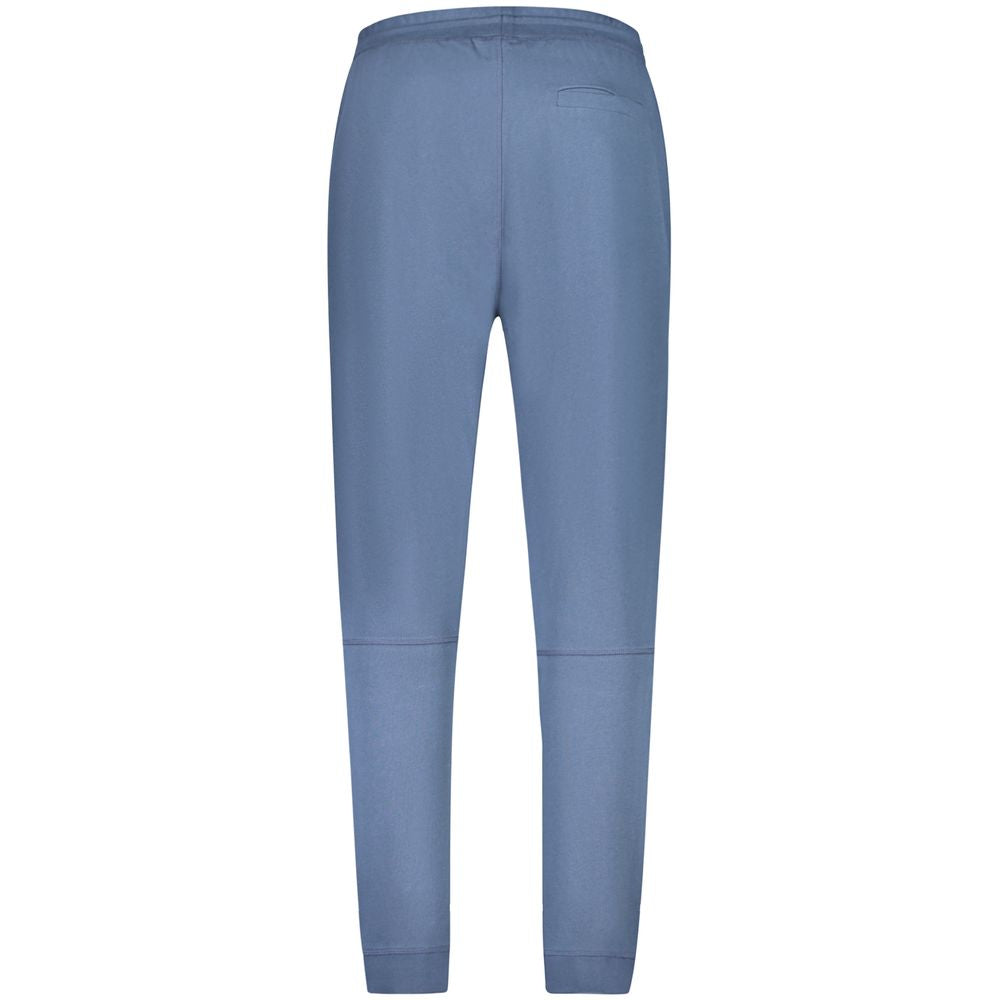Blu Cotton Track Pants with Elastic Waist and Logo Detail