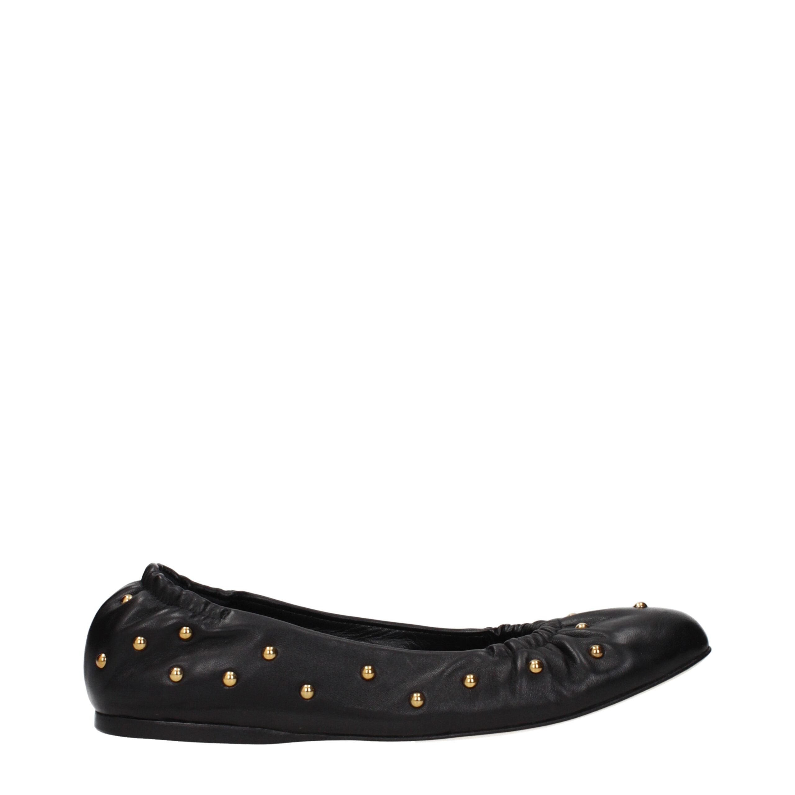 Schwarze Ballerinas aus Leder mit Nieten