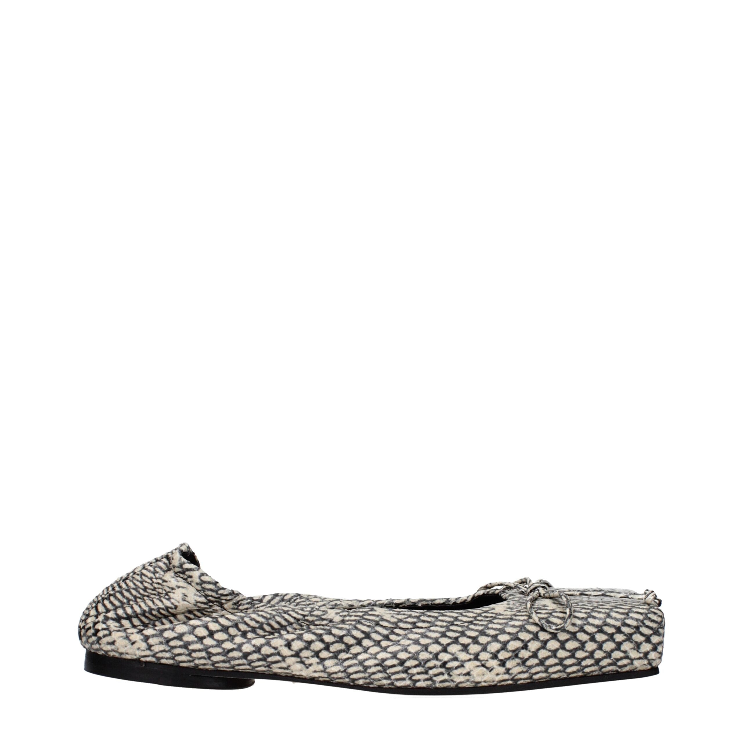 Beige Leather Ballet Flats with Front Detail