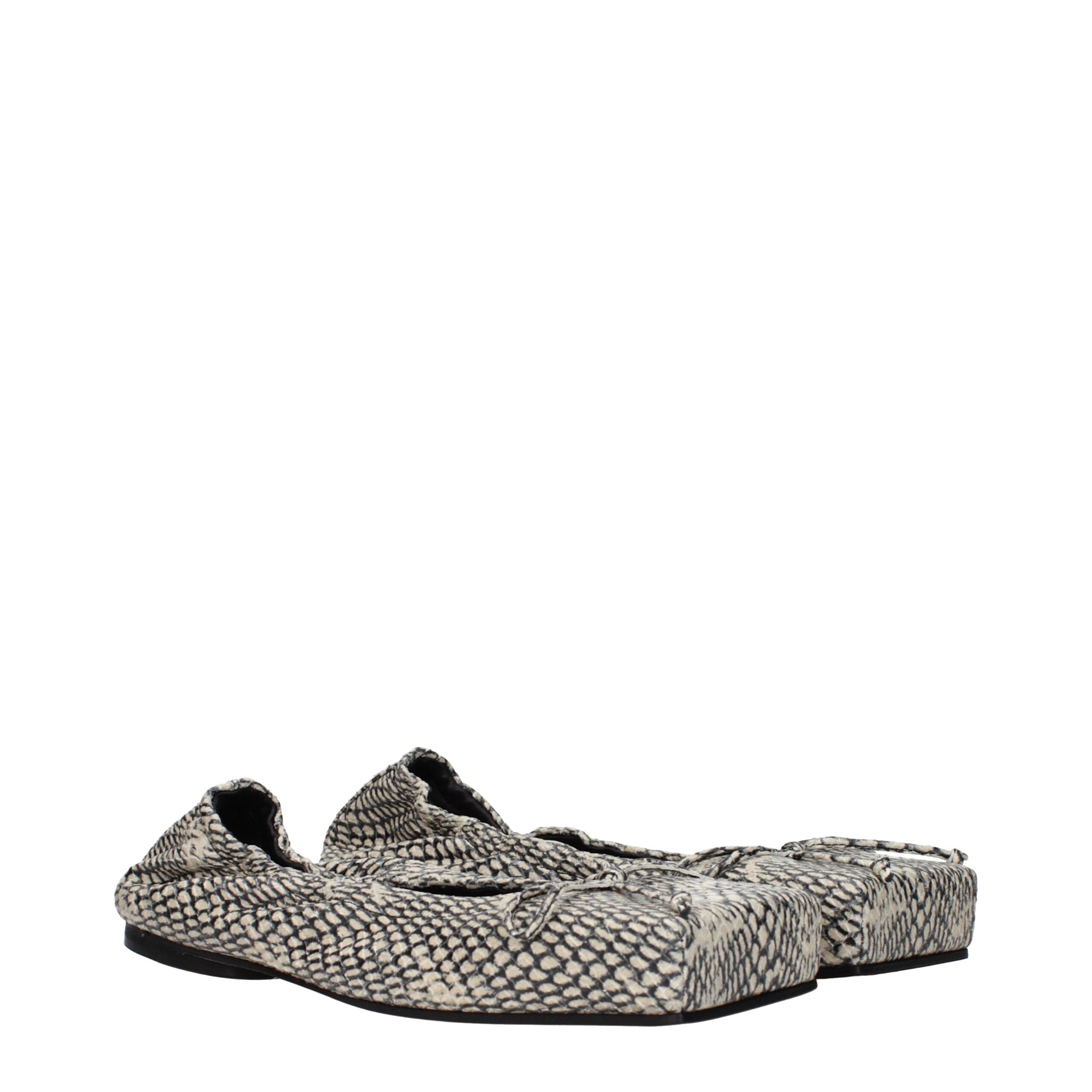 Beige Leather Ballet Flats with Front Detail