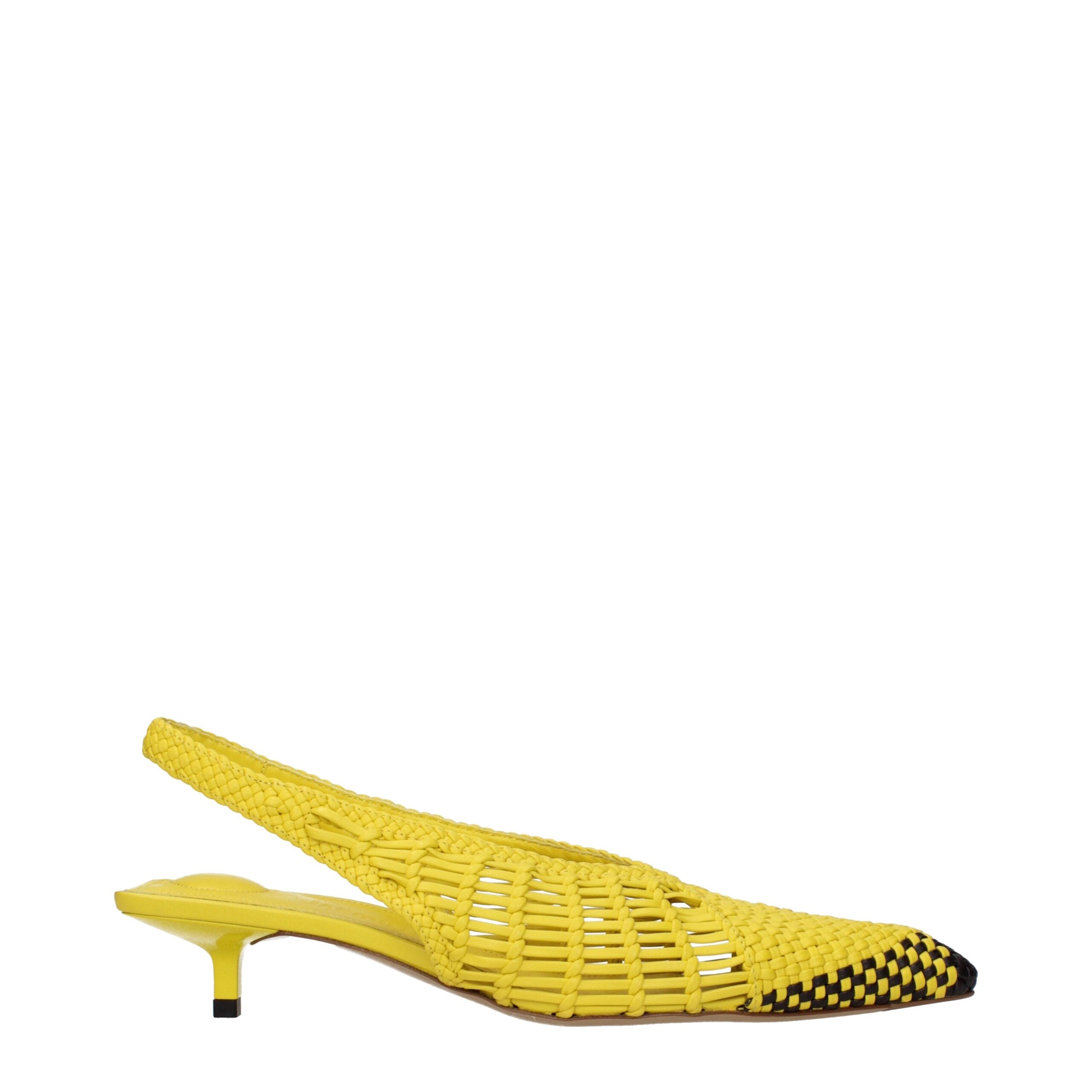 Yellow Leather Sandals Flat by Jacquemus