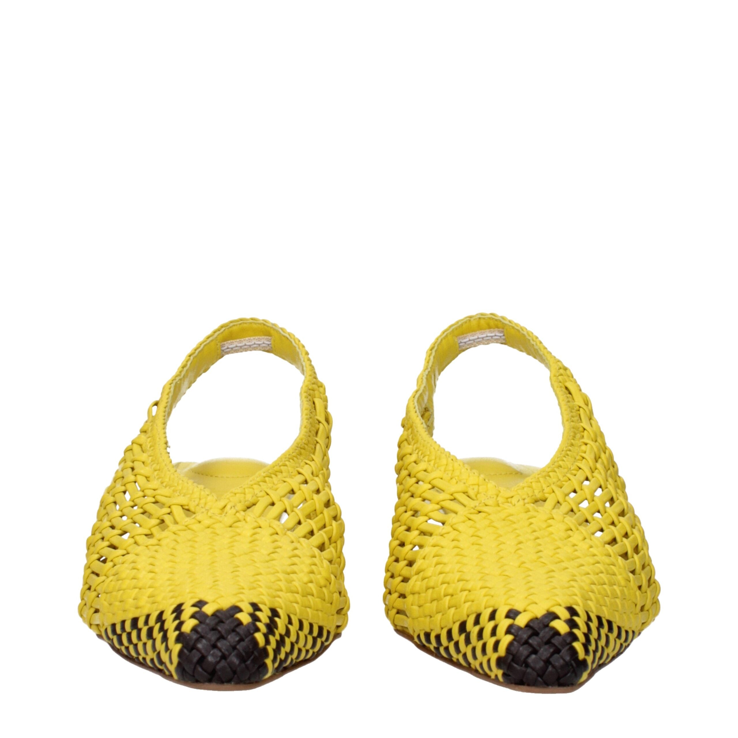 Jacquemus Gelbe Leder-Flachsandalen