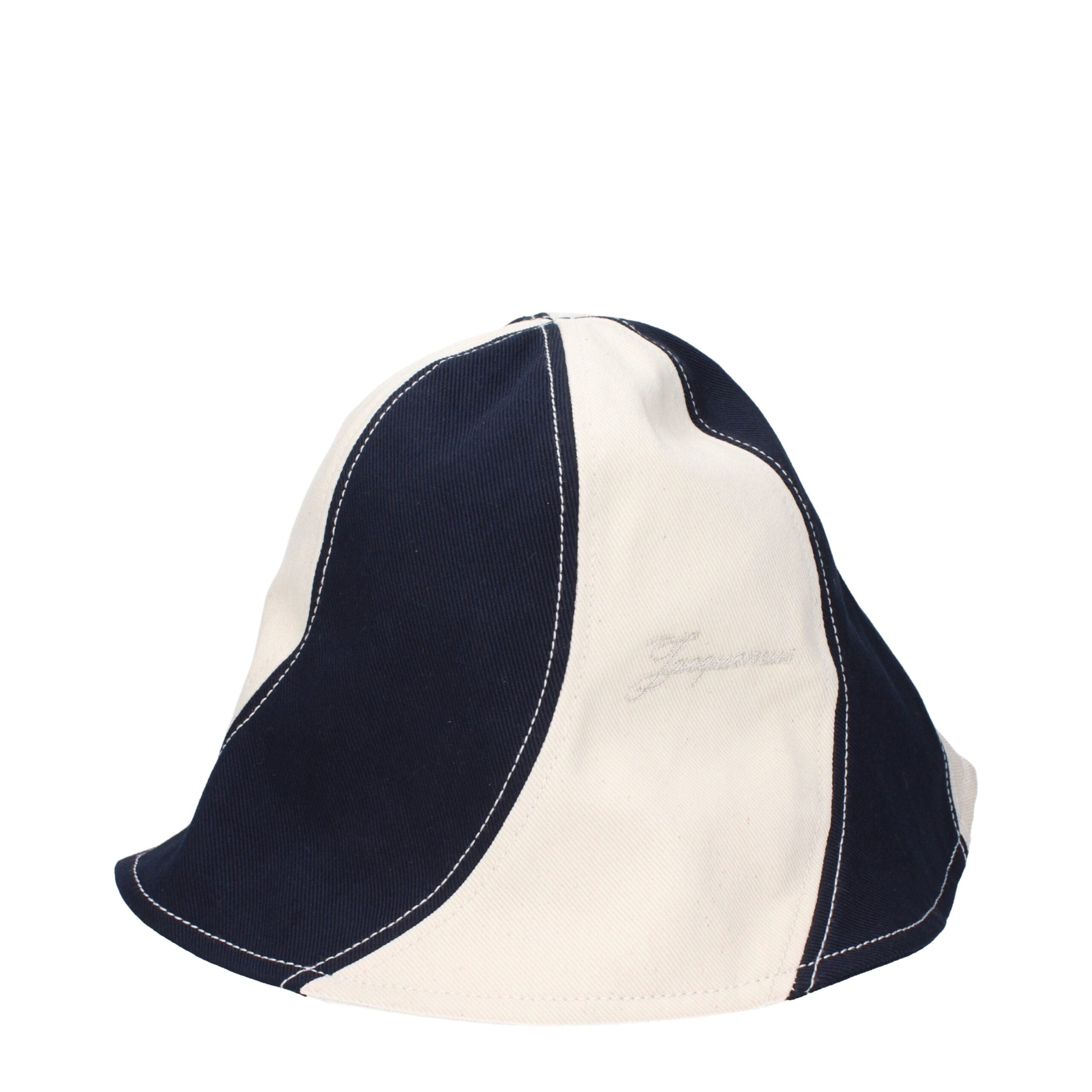 Blauer Baumwoll-Fischerhut mit Logo auf der Vorderseite von Jacquemus