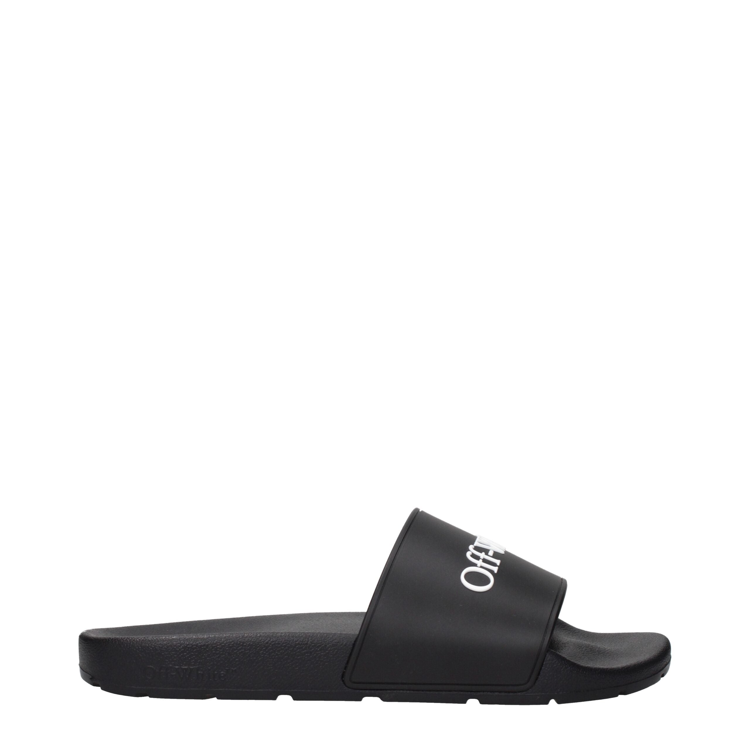 Schwarze synthetische Slipper mit Logo auf der Vorderseite von Off-White