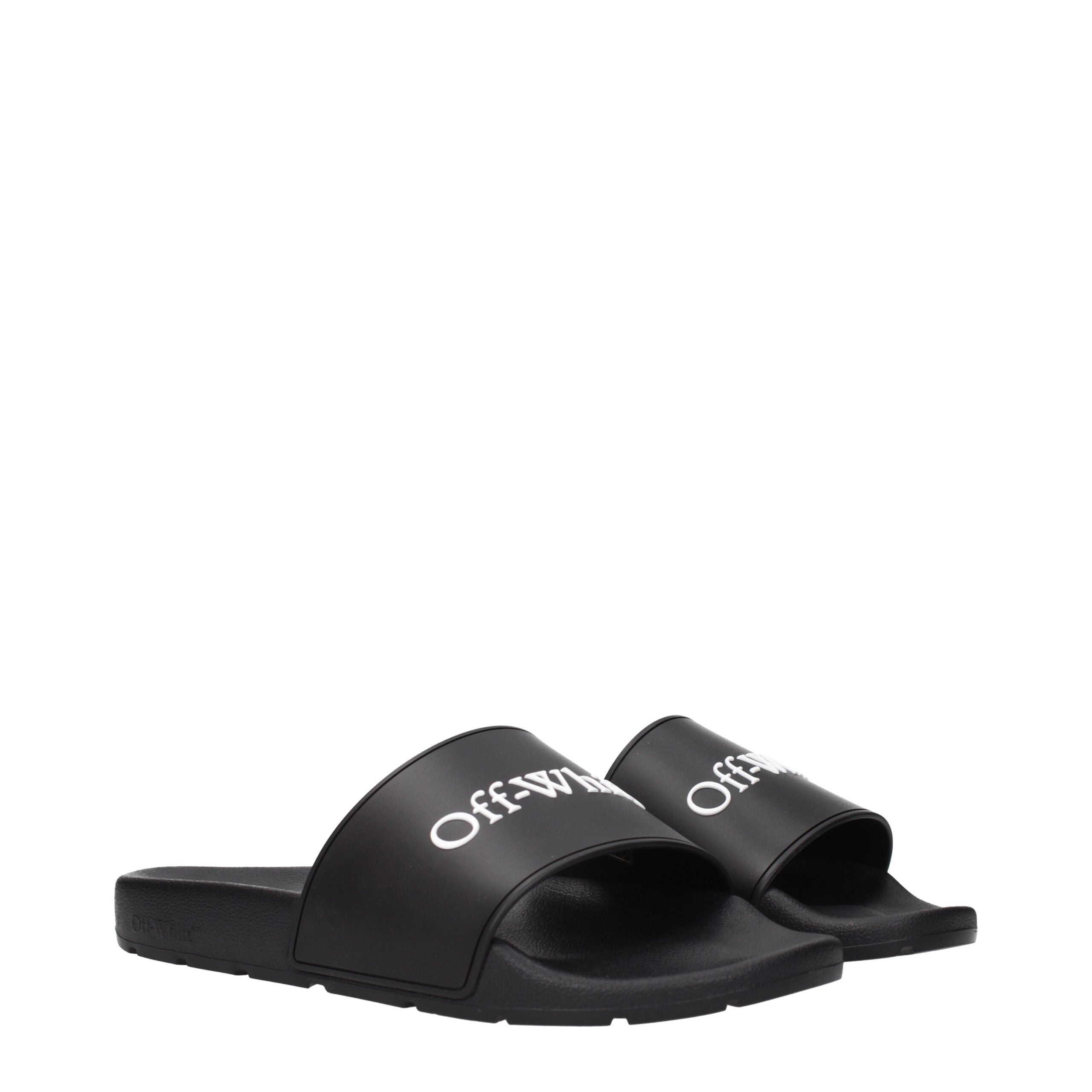 Schwarze synthetische Slipper mit Logo auf der Vorderseite von Off-White