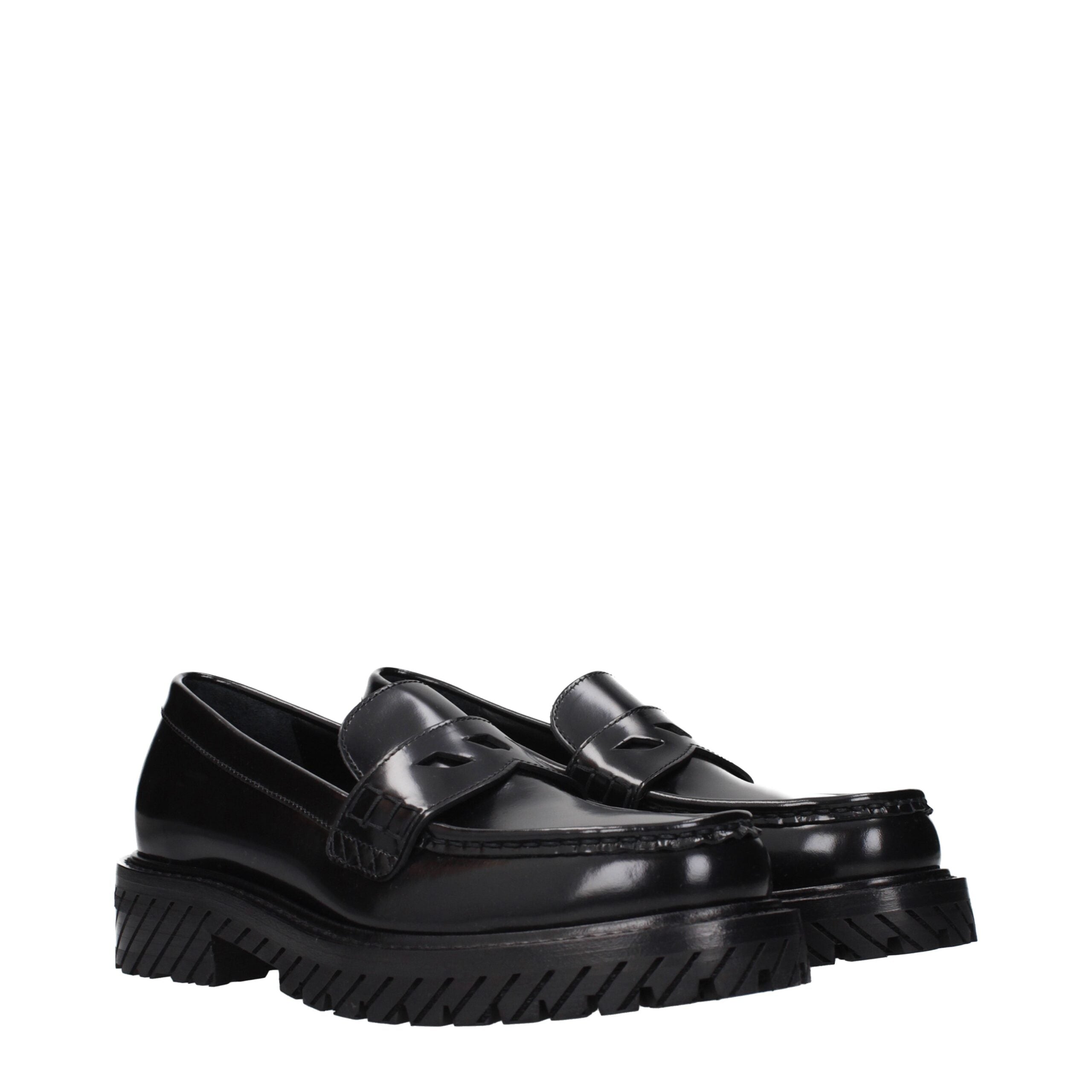 Schwarze Leder-Slipper zum Hineinschlüpfen von Off-White