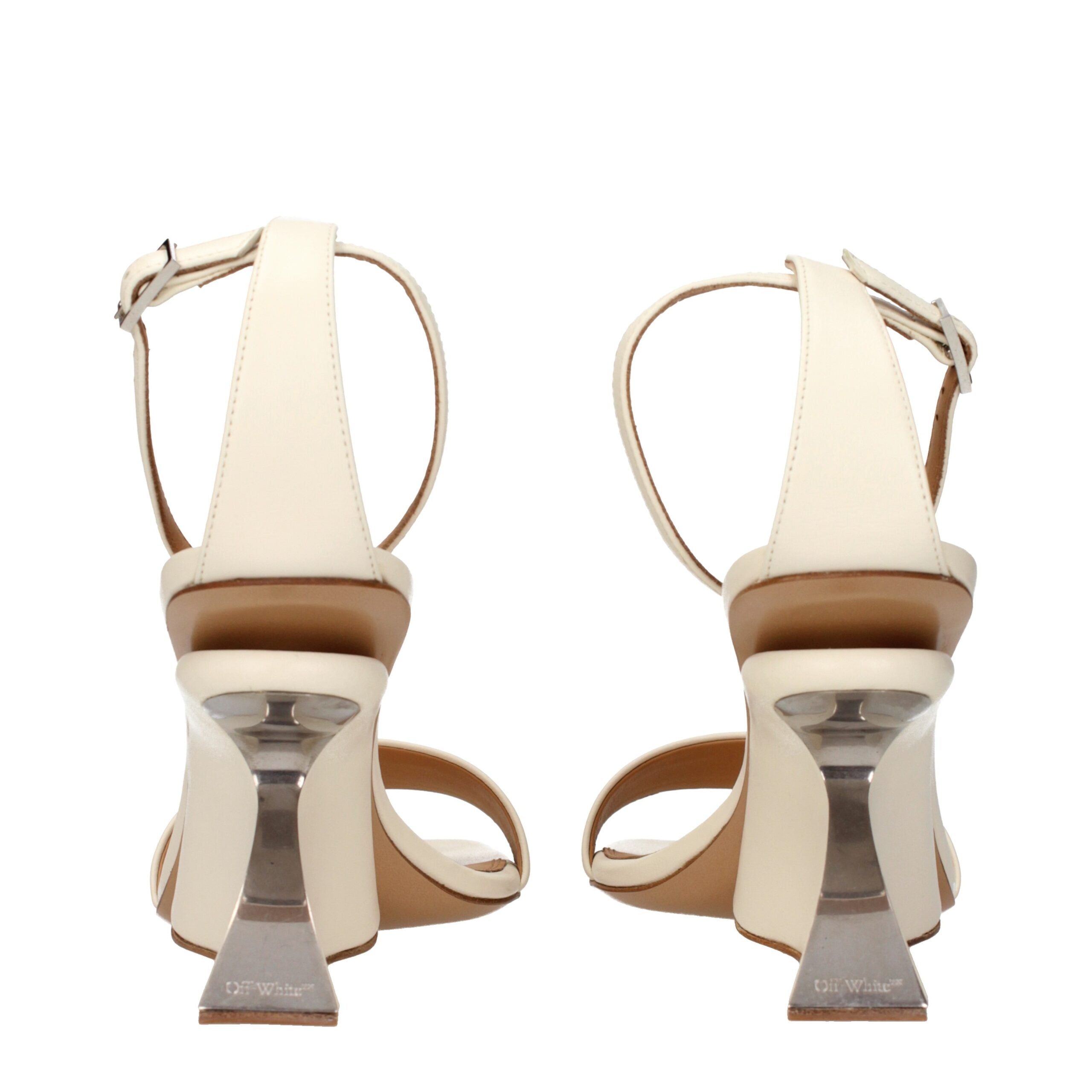 Sandales plateforme en cuir beige Off-White