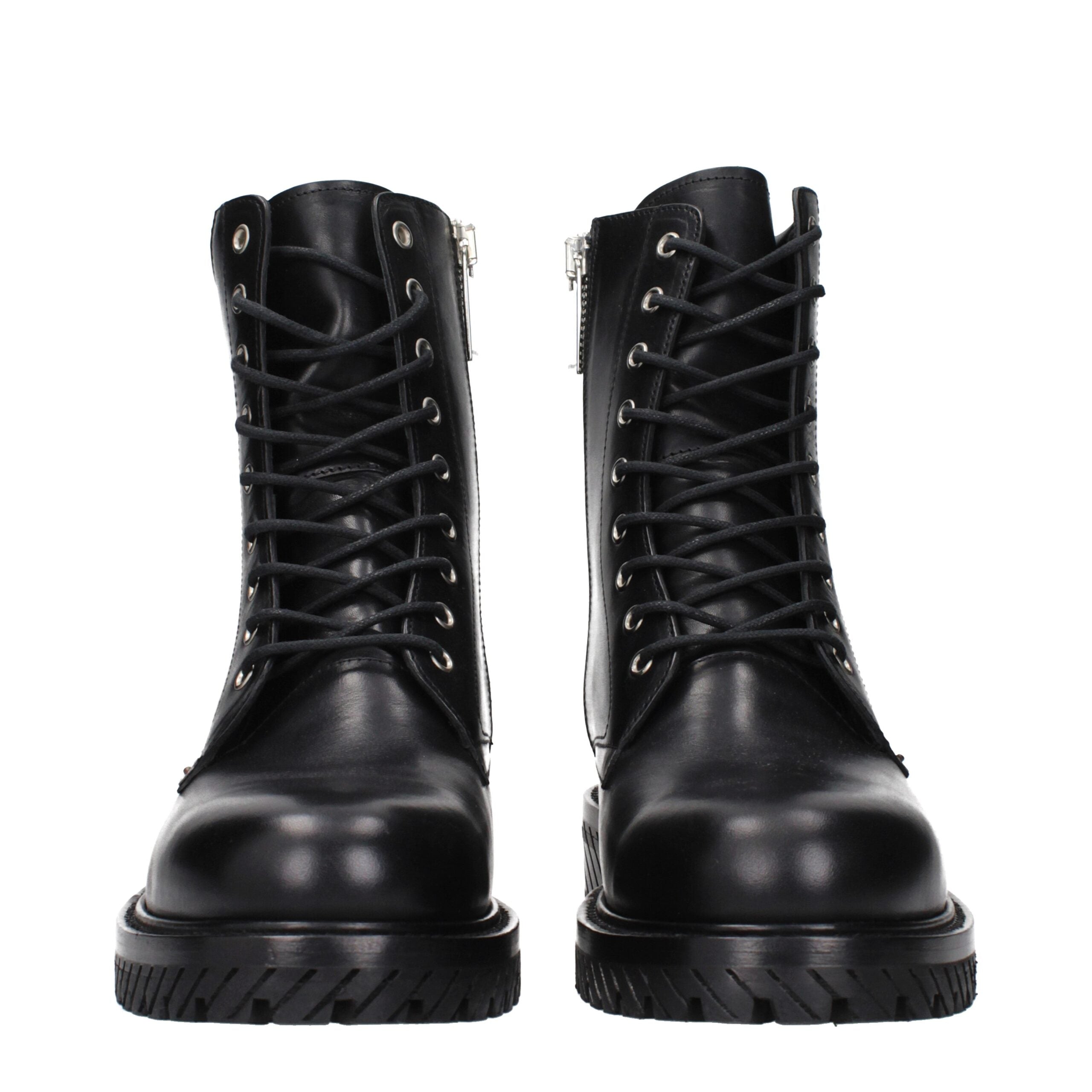 Off-White Schwarze Leder-Stiefeletten