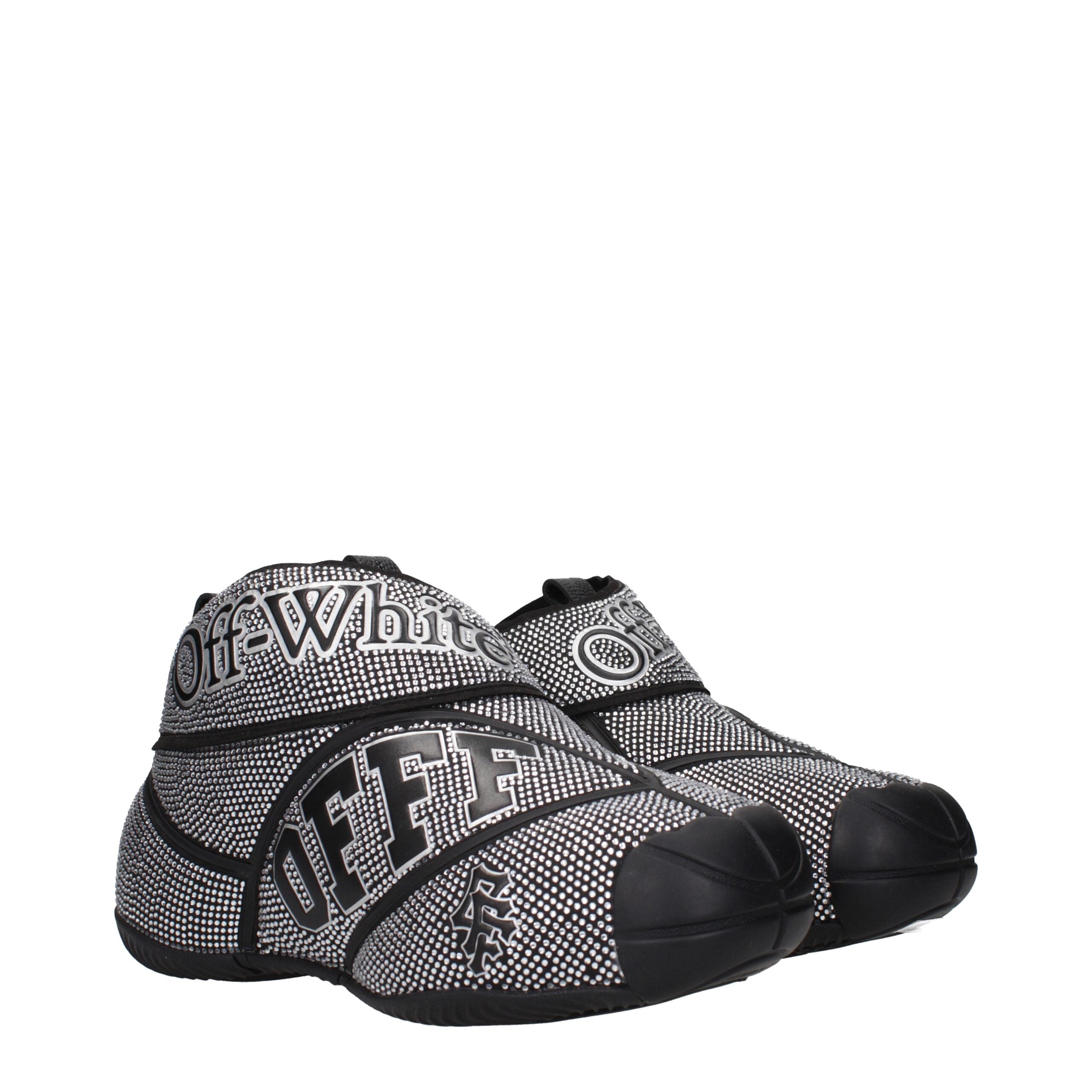 Schwarze Leder-Sneaker mit Strass-Details