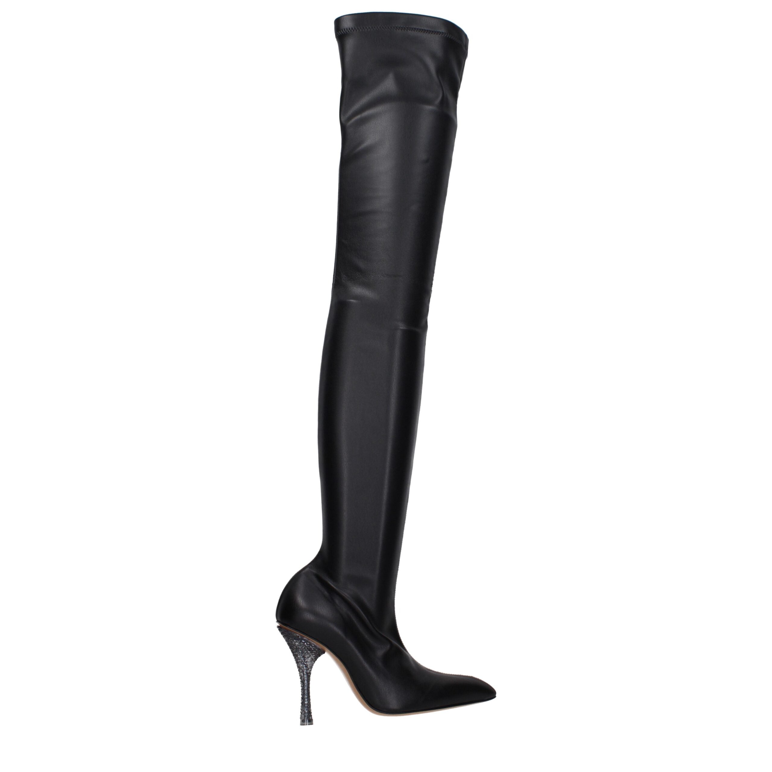 Schwarze Overknee-Stiefel aus Leder von Off-White