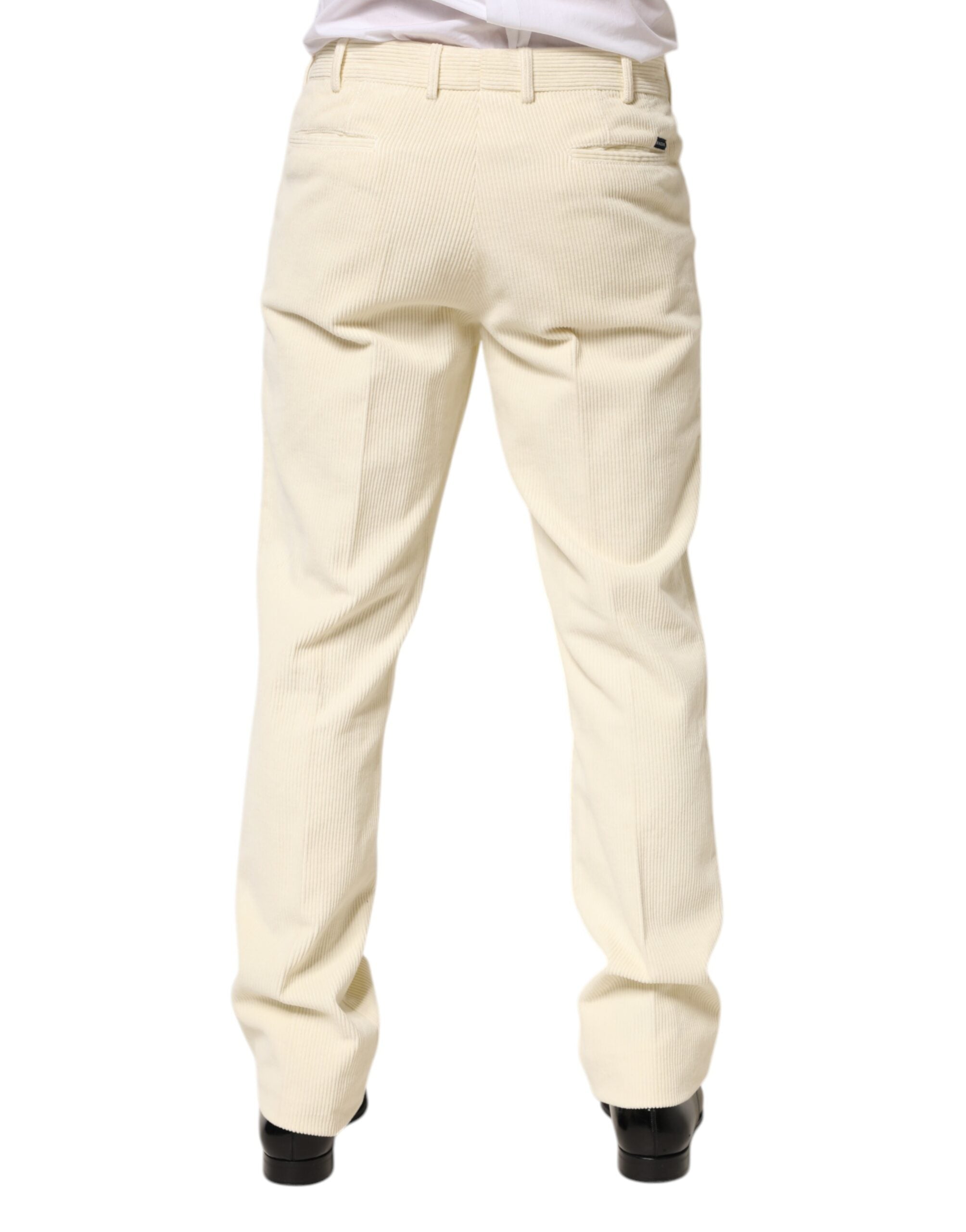 Pantalon droit en velours côtelé beige pour homme