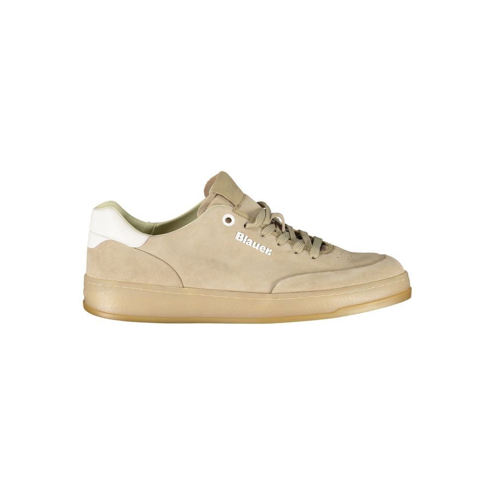 Beige Leather Men's Sneaker with Removable Insole