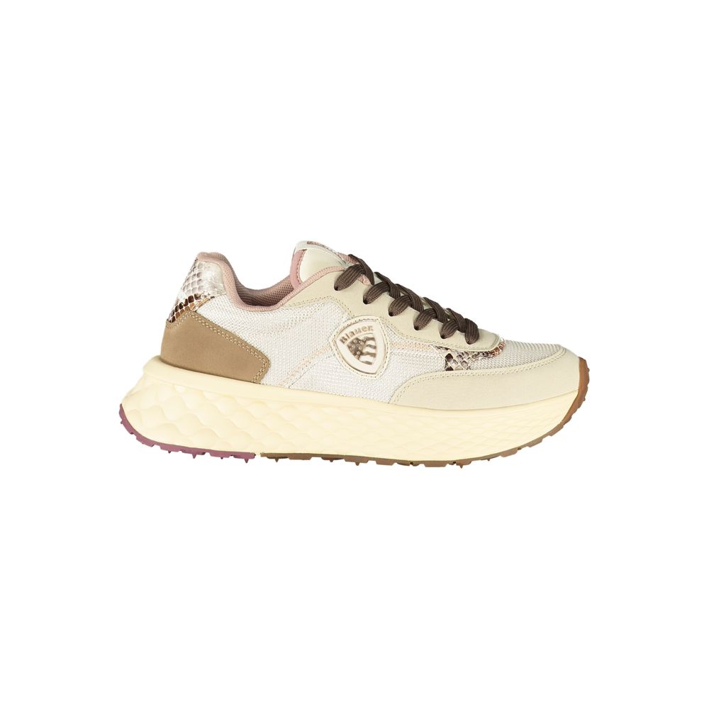 Beige Leather Sneaker with Logo Detail