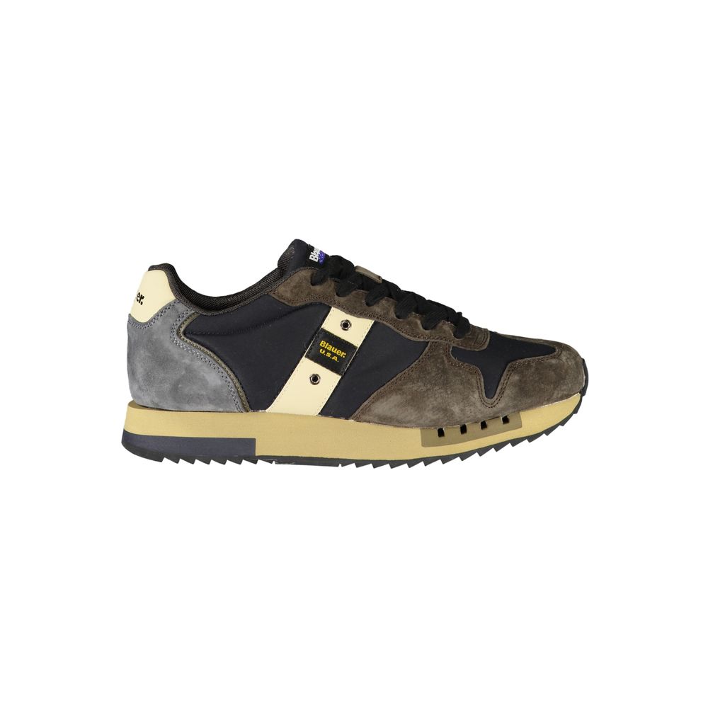 Blue Leather Synthetic Men’s Sneaker with Removable Footbed