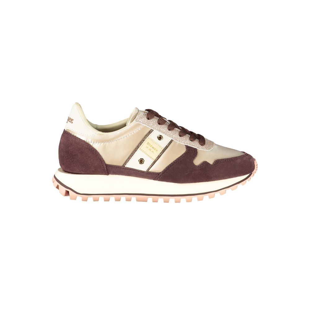 Beige Leather Sneakers with Wine Detail by BLAUER