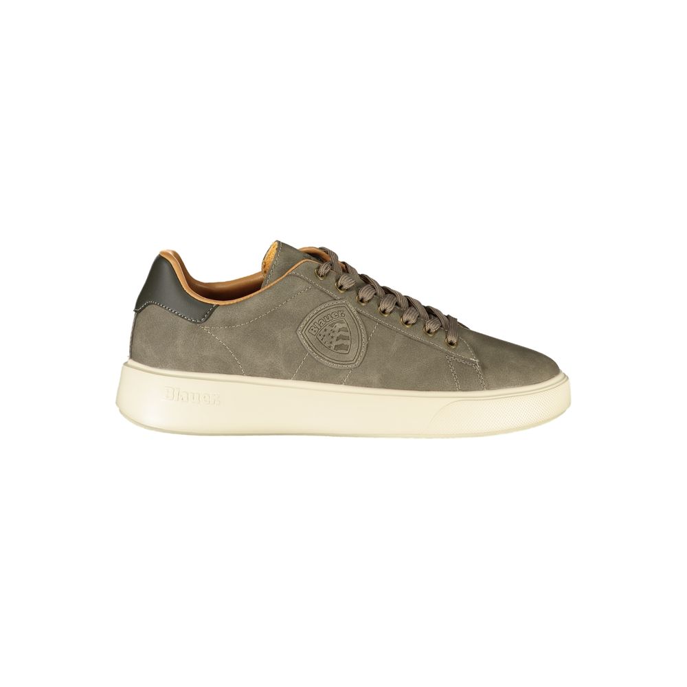 Gray Synthetic Men’s Sneakers with Contrast Sole