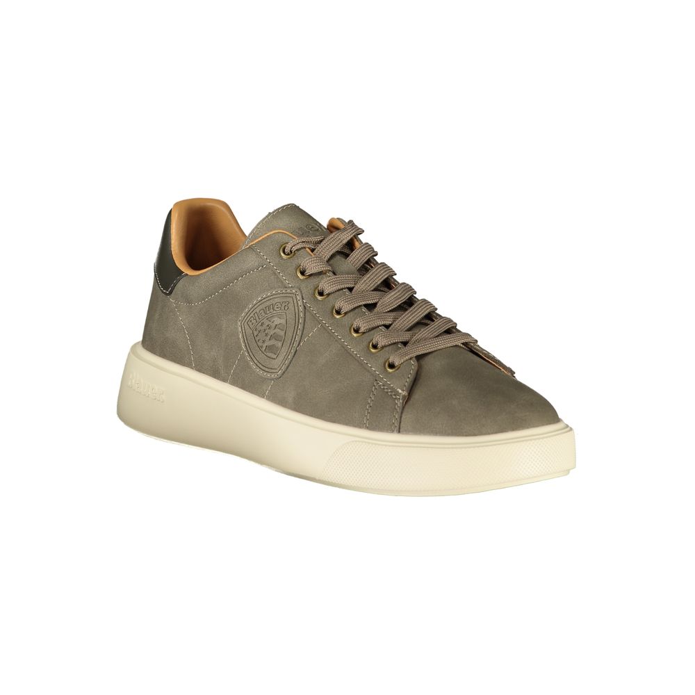Gray Synthetic Men’s Sneakers with Contrast Sole