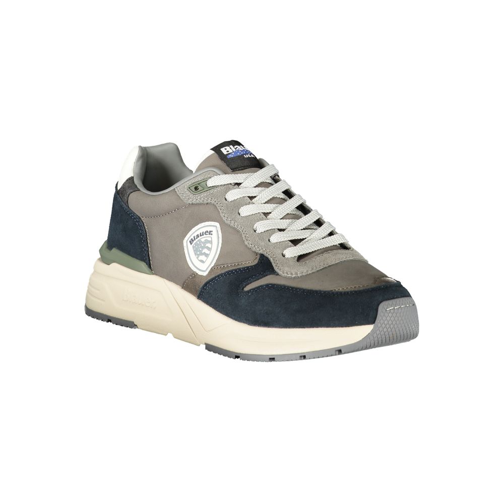 Grigio Leather Synthetic Men’s Sneaker with BLAUER Applique