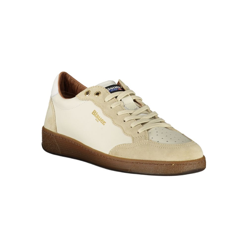 White Leather Sneakers with Contrast Details by BLAUER