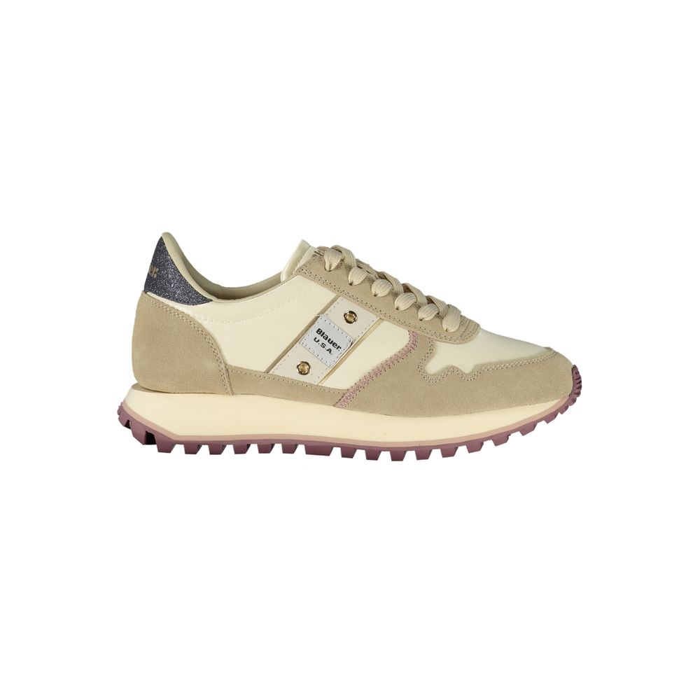 Beiger Sneaker aus Leder und Synthetik für Damen