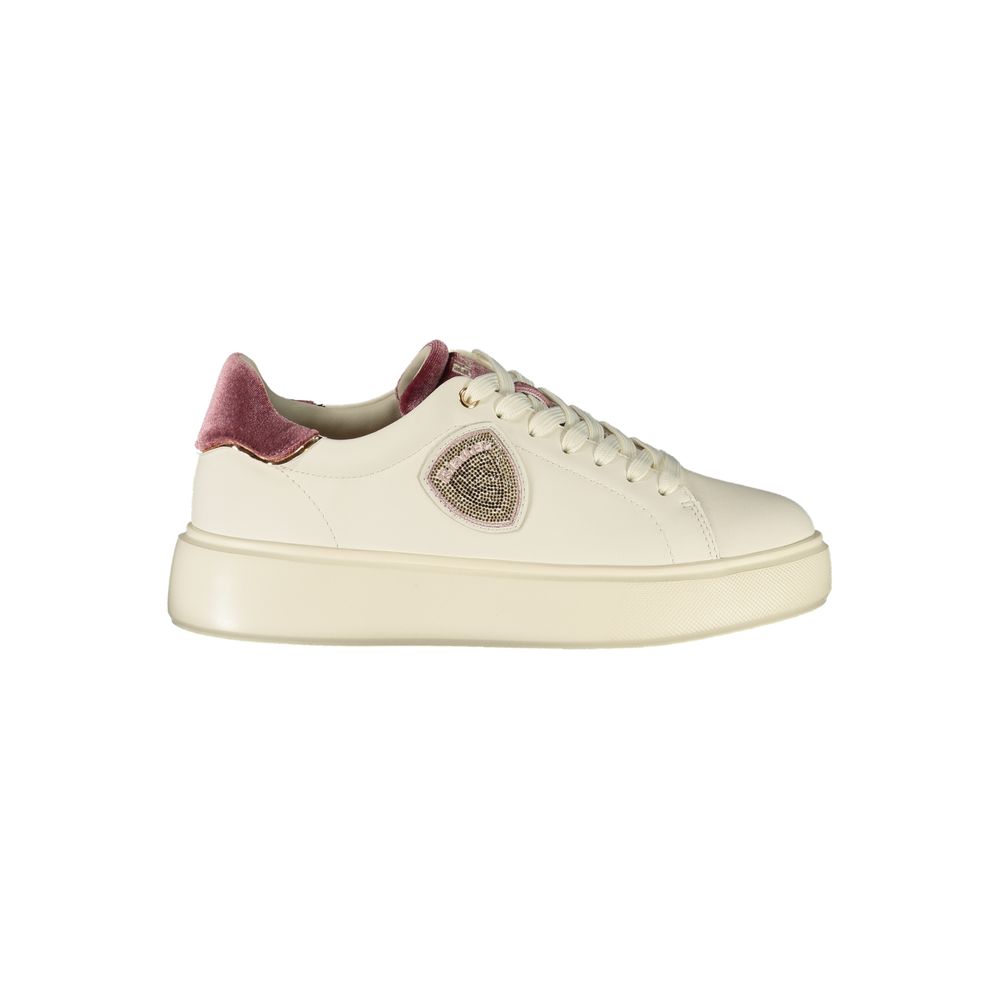 Bianco Leder-Sneaker mit Strass-Detail