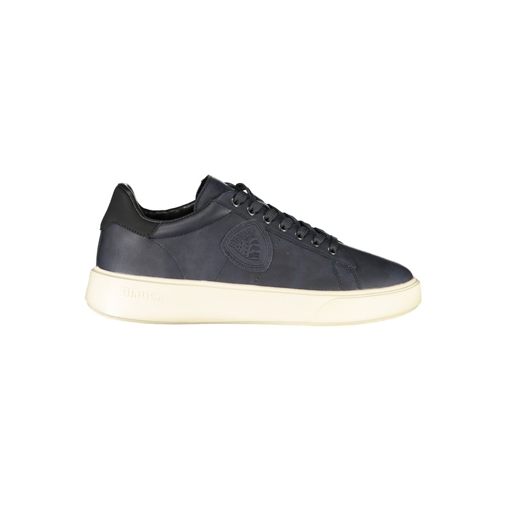 Blauer Herren-Sneaker aus Synthetik mit Kontrastsohle