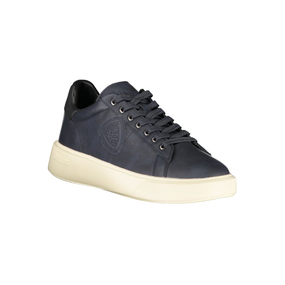 Blauer Herren-Sneaker aus Synthetik mit Kontrastsohle