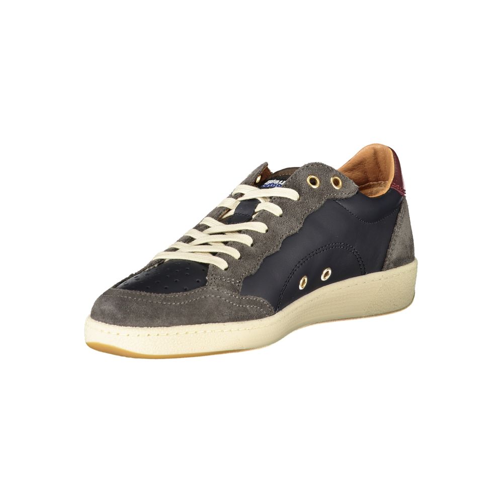 Blue Leather Sneakers with Removable Footbed
