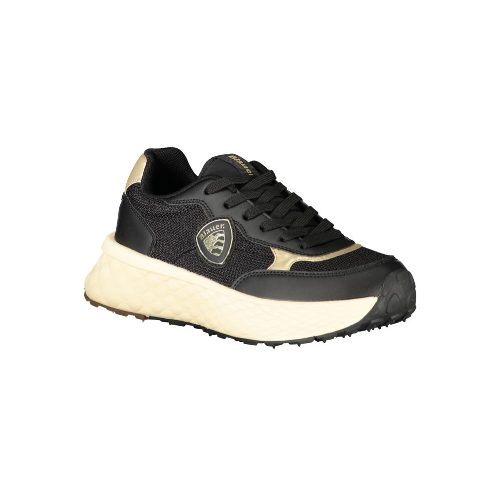 Schwarze Leder-Sneaker mit Gold-Detail von BLAUER
