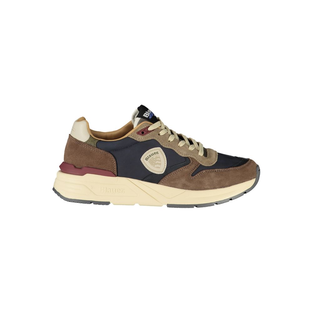 Blue Leather Synthetic Men's Sneaker with Removable Footbed