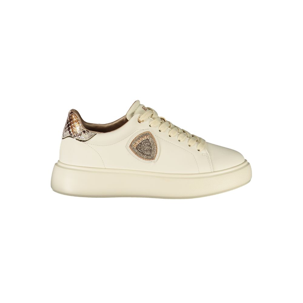 Beiger Sneaker aus Lederimitat mit Strassstein-Details