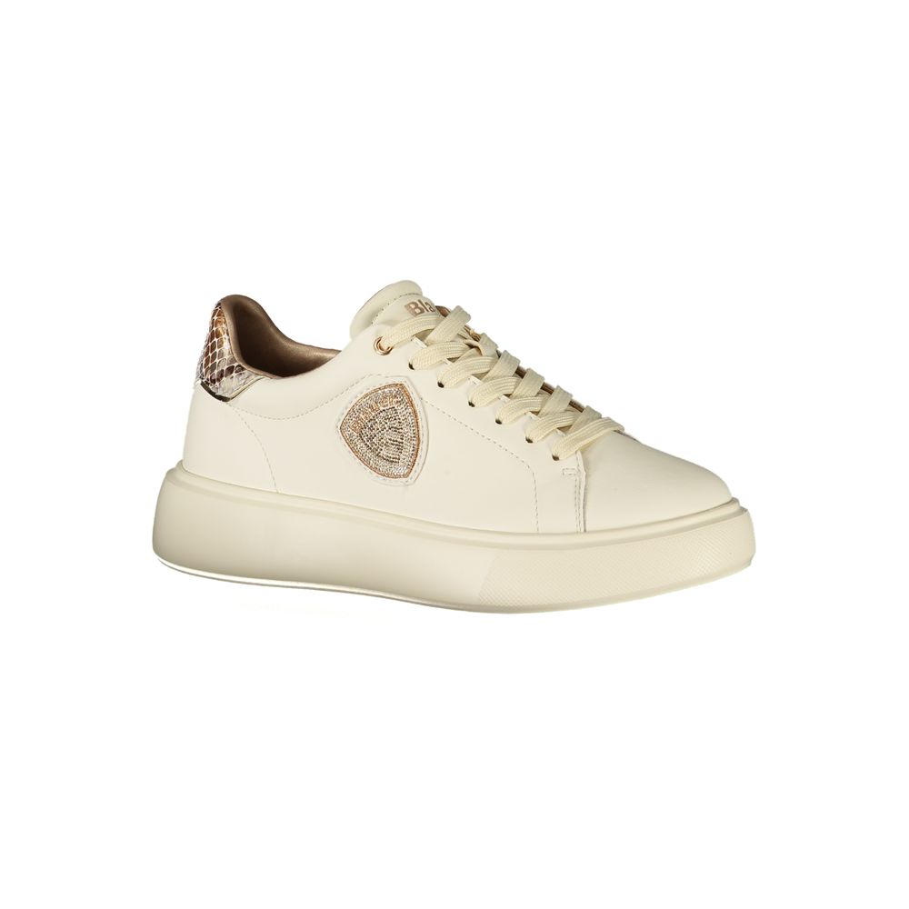 Beiger Sneaker aus Lederimitat mit Strassstein-Details