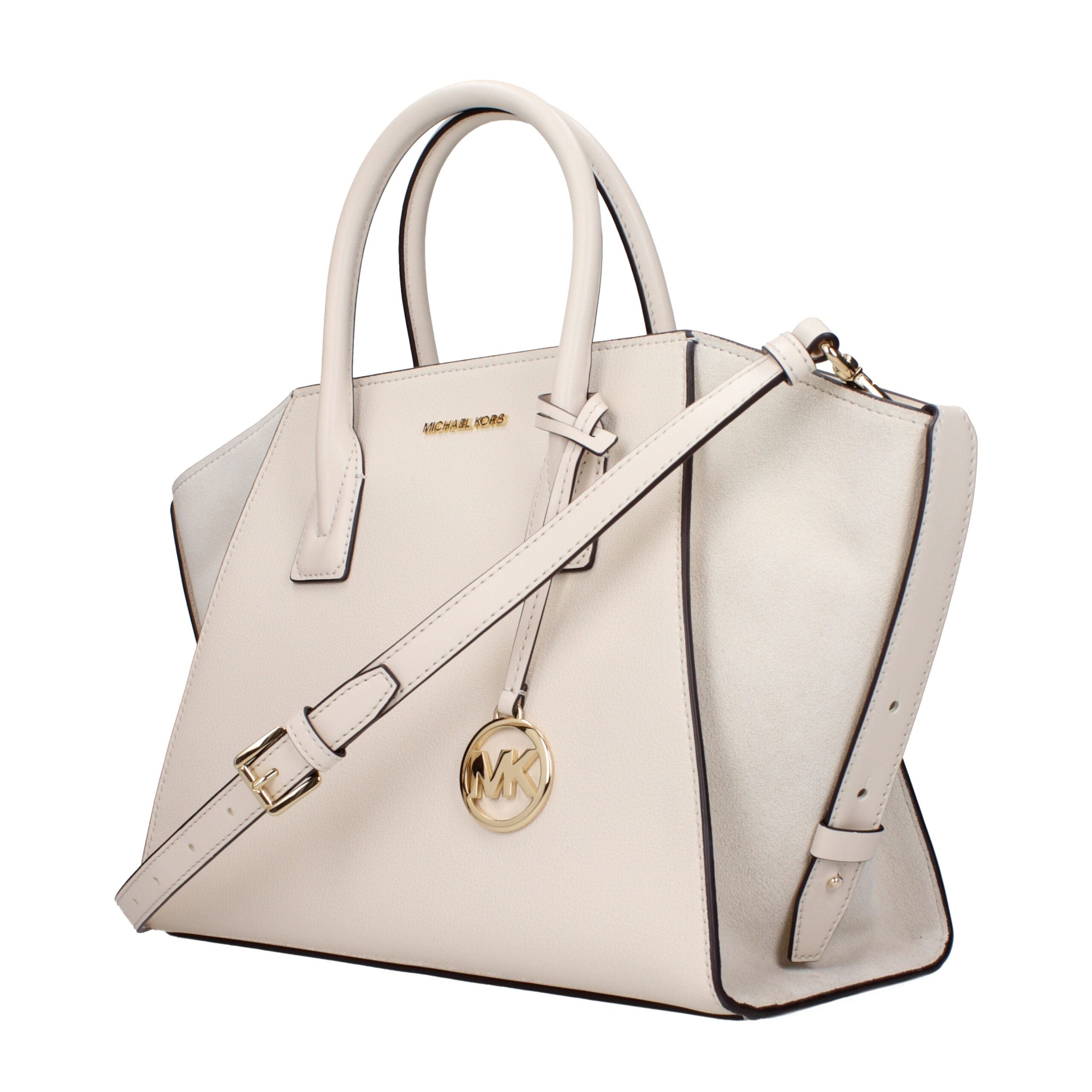Beige Leather Handbag with Adjustable Straps by Michael Kors