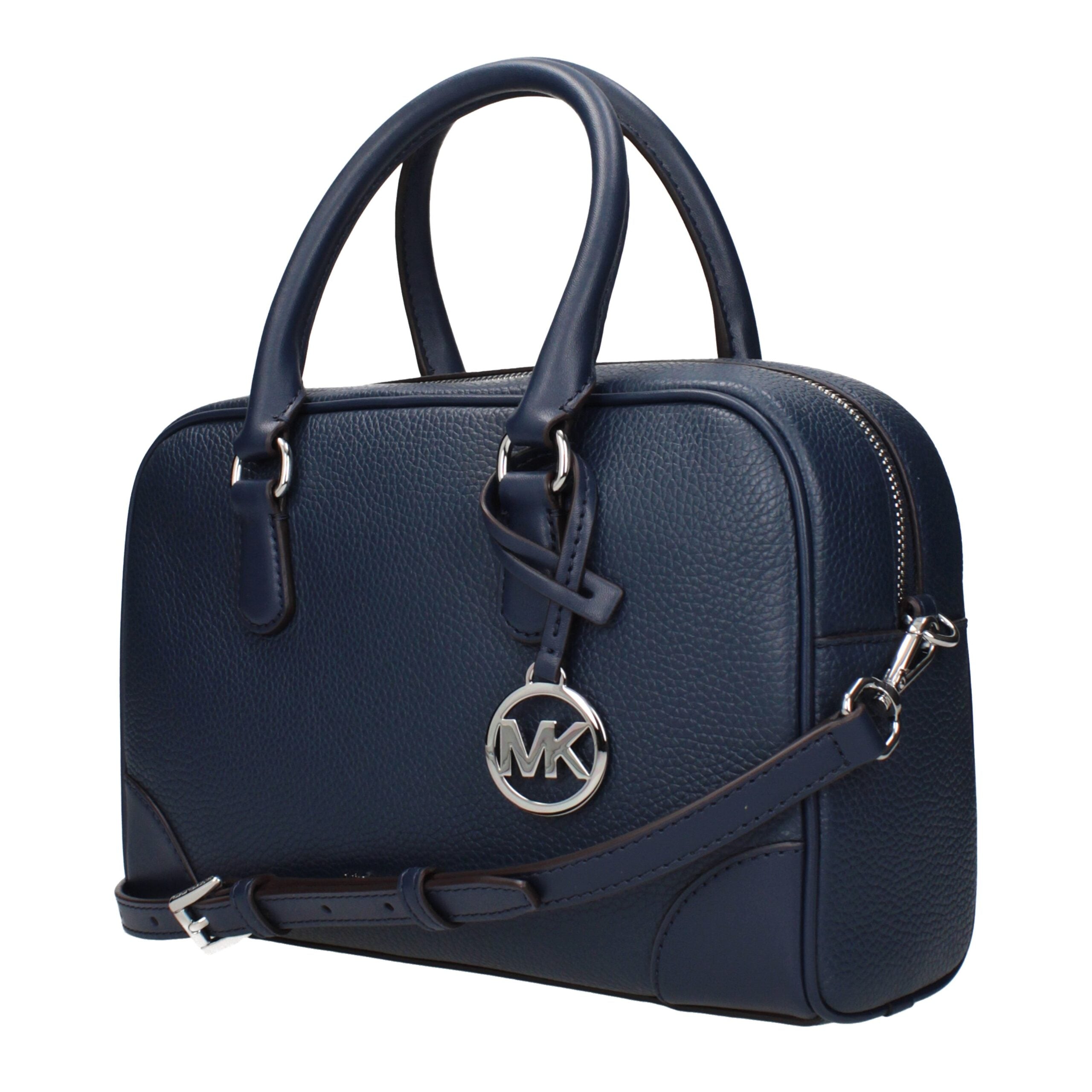 Blaue Lederhandtasche mit verstellbarem Schulterriemen von Michael Kors