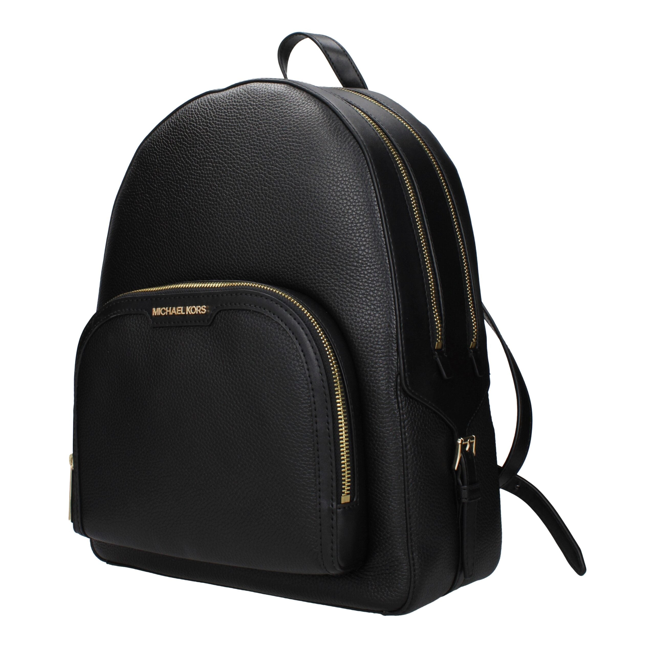 Schwarzer Lederrucksack mit Logo auf der Vorderseite von Michael Kors